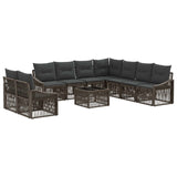 vidaXL Tuinbank Set 10 pcs Zwart poly rattan