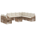 vidaXL Tuinbank Set 10 pcs Zwart poly rattan