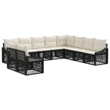 vidaXL Tuinbank Set 11 pcs Zwart poly rattan
