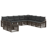 vidaXL Tuinbank Set 11 pcs Zwart poly rattan