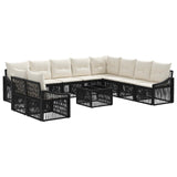 vidaXL Tuinbank Set 11 pcs Zwart poly rattan