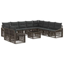 vidaXL Tuinbank Set 11 pcs Zwart poly rattan