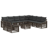 vidaXL Tuinbank Set 11 pcs Zwart poly rattan