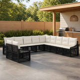vidaXL Tuinbank Set 12 pcs Zwart poly rattan