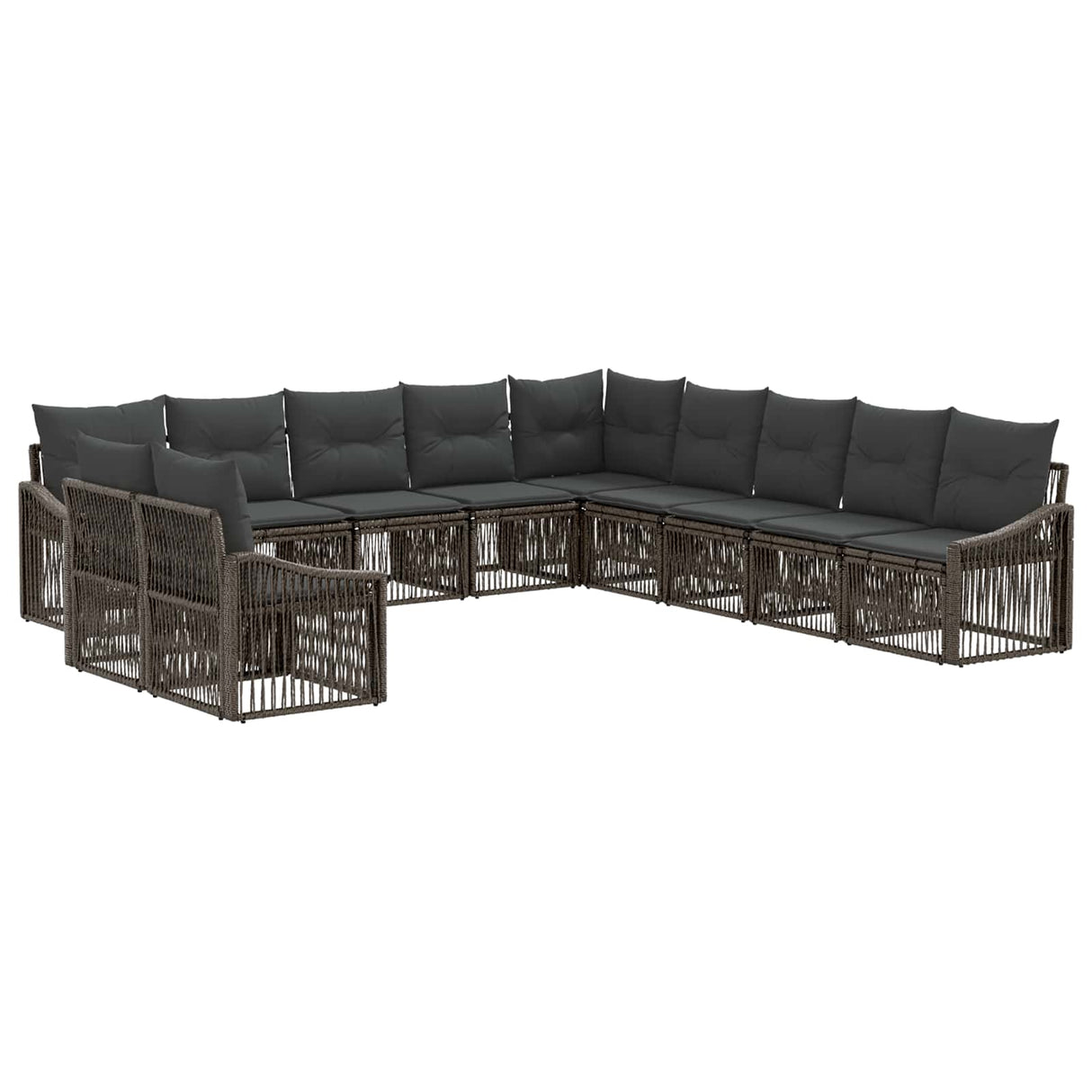 vidaXL Tuinbank Set 12 pcs Zwart poly rattan