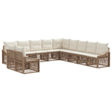vidaXL Tuinbank Set 12 pcs Zwart poly rattan