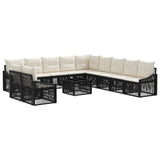 vidaXL Tuinbank Set 12 pcs Zwart poly rattan