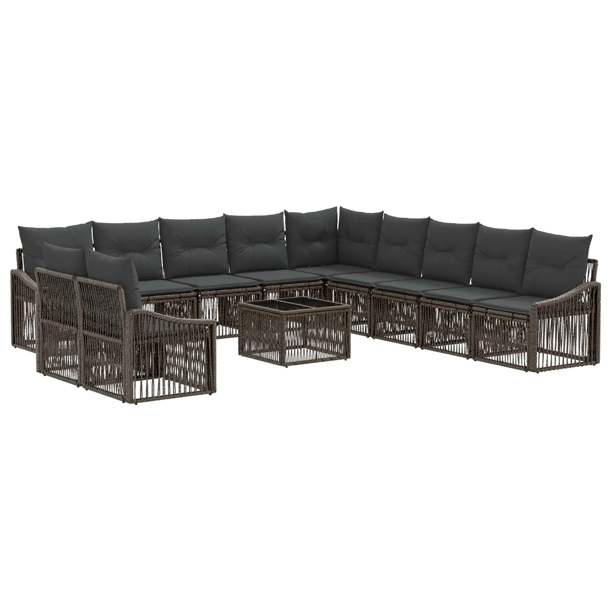 vidaXL Tuinbank Set 12 pcs Zwart poly rattan