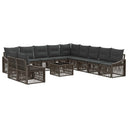 vidaXL Tuinbank Set 12 pcs Zwart poly rattan