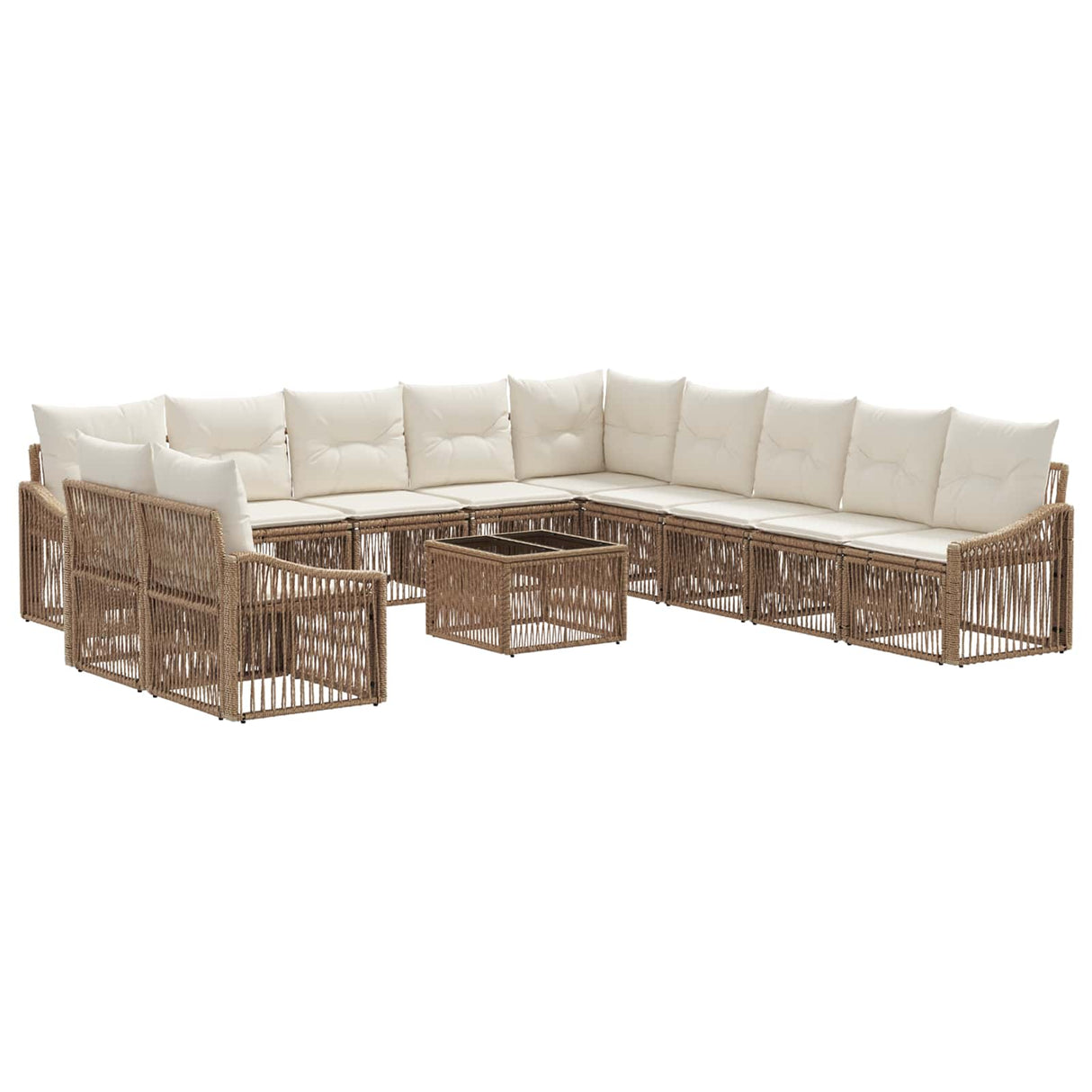 vidaXL Tuinbank Set 12 pcs Zwart poly rattan