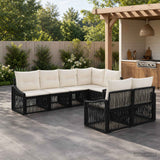 vidaXL Garden Lounge Set 7 pcs 7-Seater Black poly rattan