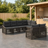 vidaXL Garden Lounge Set 7 pcs 7-Seater Black poly rattan