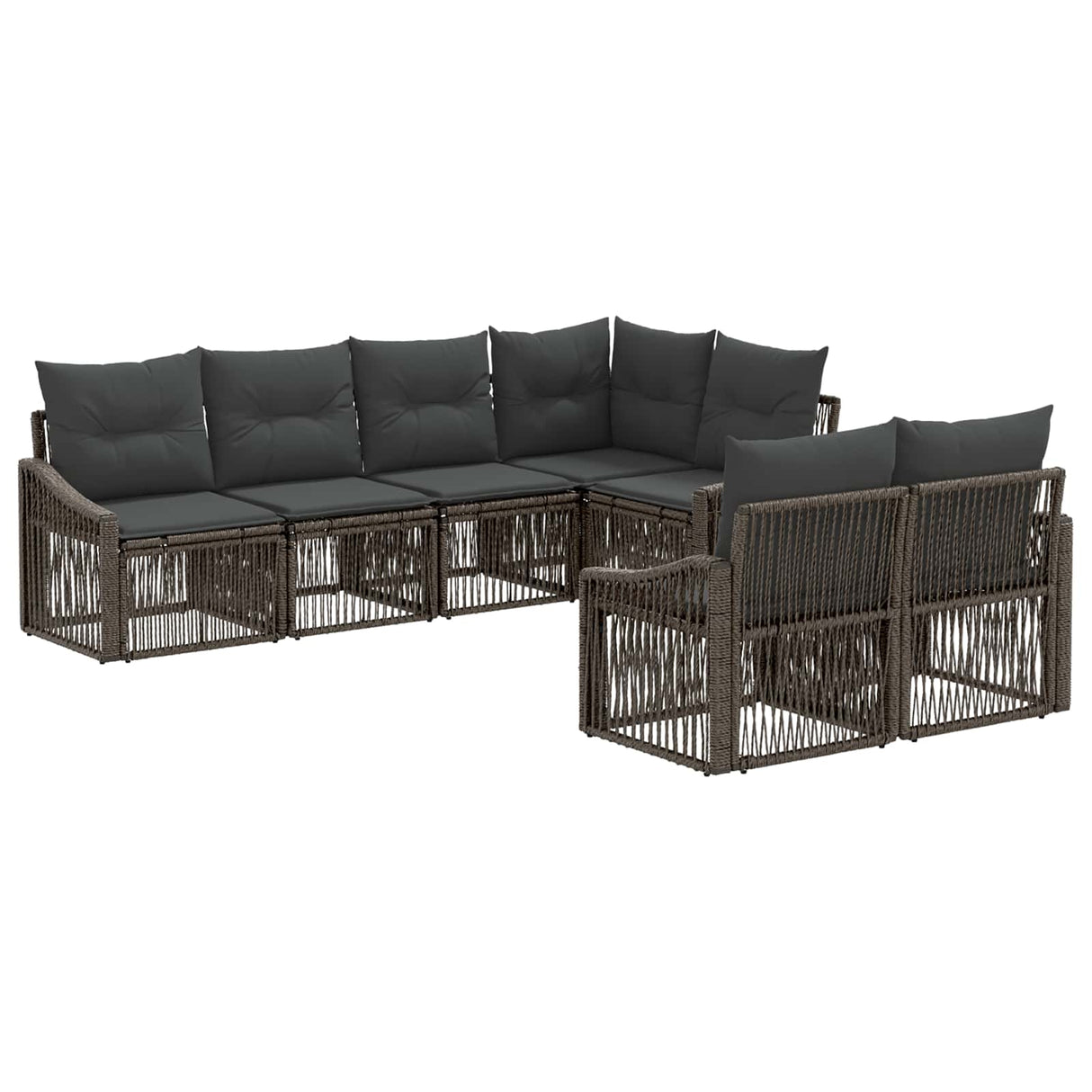 vidaXL Garden Lounge Set 7 pcs 7-Seater Black poly rattan