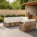 vidaXL Garden Lounge Set 7 pcs 7-Seater Black poly rattan