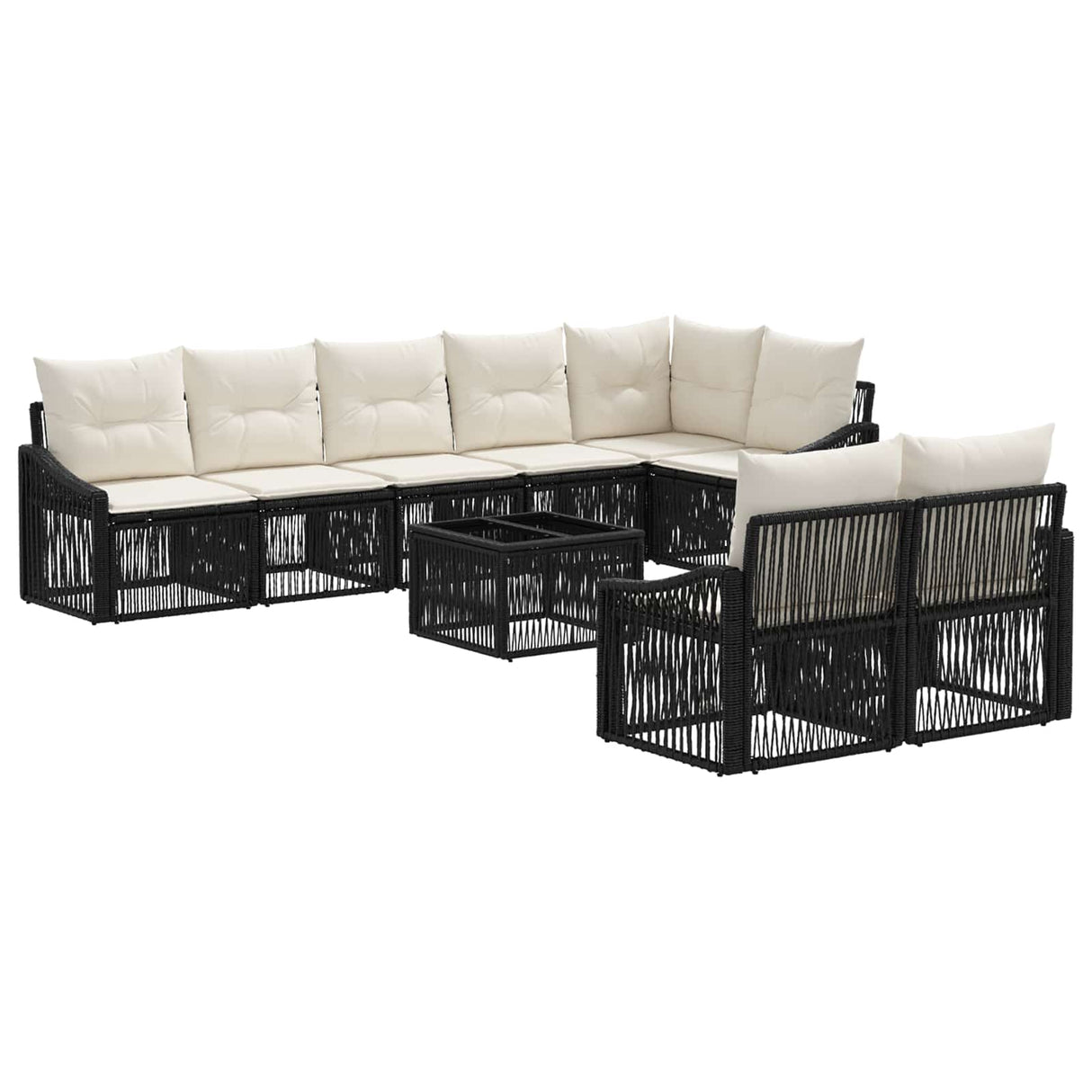 vidaXL Garden Sofa Set 9 pcs Black poly rattan