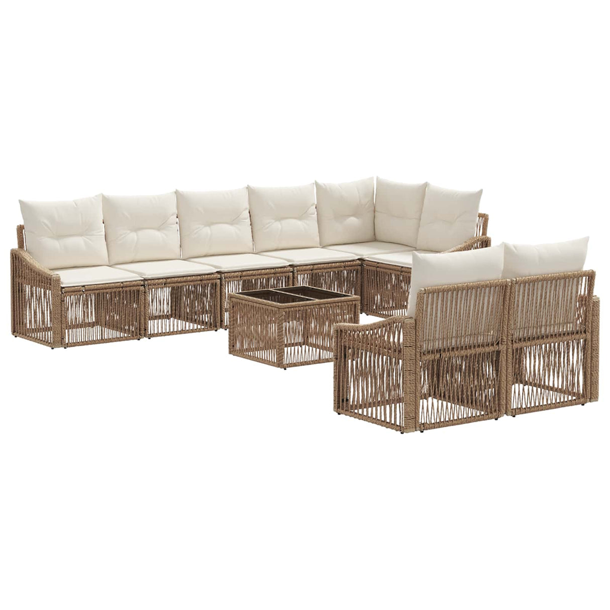 vidaXL Garden Sofa Set 9 pcs Black poly rattan