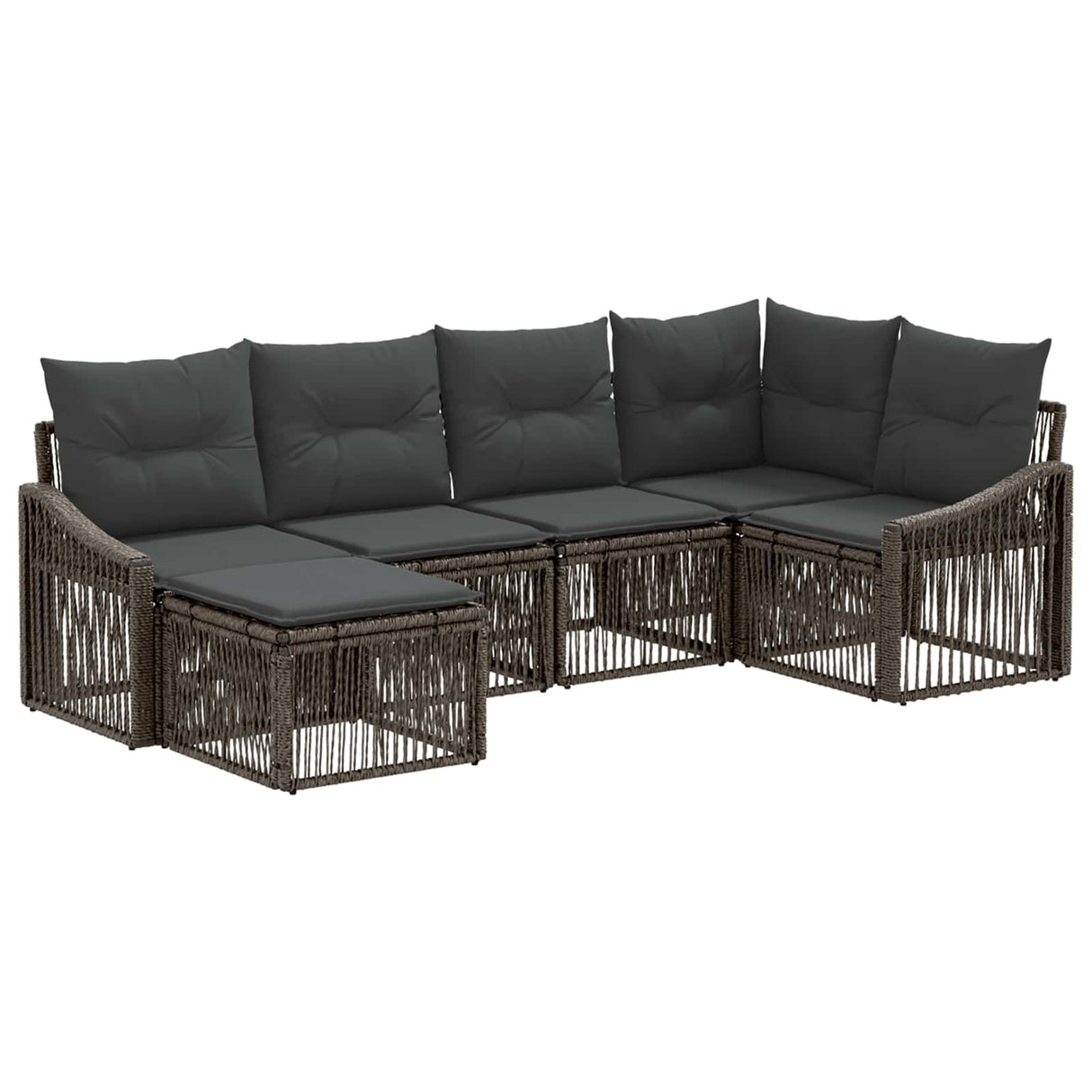 vidaXL Tuinbank Set 7 pcs Zwart poly rattan
