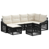 vidaXL Tuinbank Set 7 pcs Zwart poly rattan