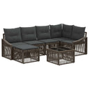 vidaXL Tuinbank Set 7 pcs Zwart poly rattan