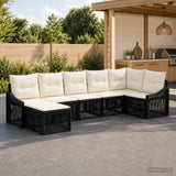 vidaXL Tuinbank Set 8 pcs Zwart poly rattan
