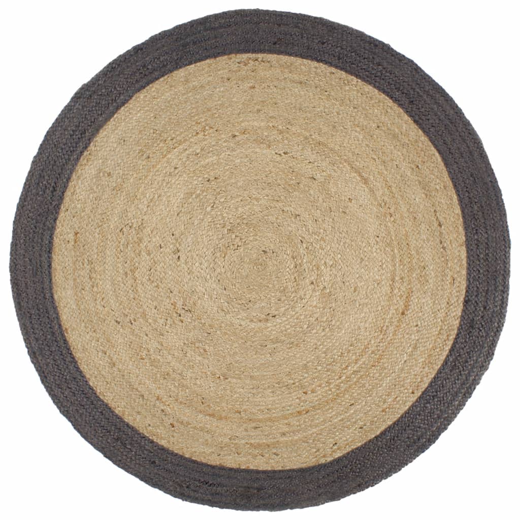 vidaXL Hand-Braided Rug with Grey Border 90 cm Jute