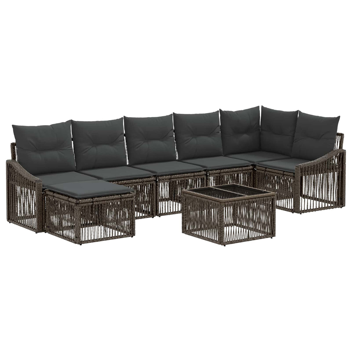 vidaXL Tuinbank Set 8 pcs Zwart poly rattan
