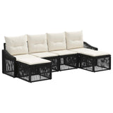 vidaXL Garden Sofa Set 7 Pieces Black Poly Rattan