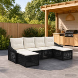 vidaXL Garden Sofa Set 7 Pieces Black Poly Rattan