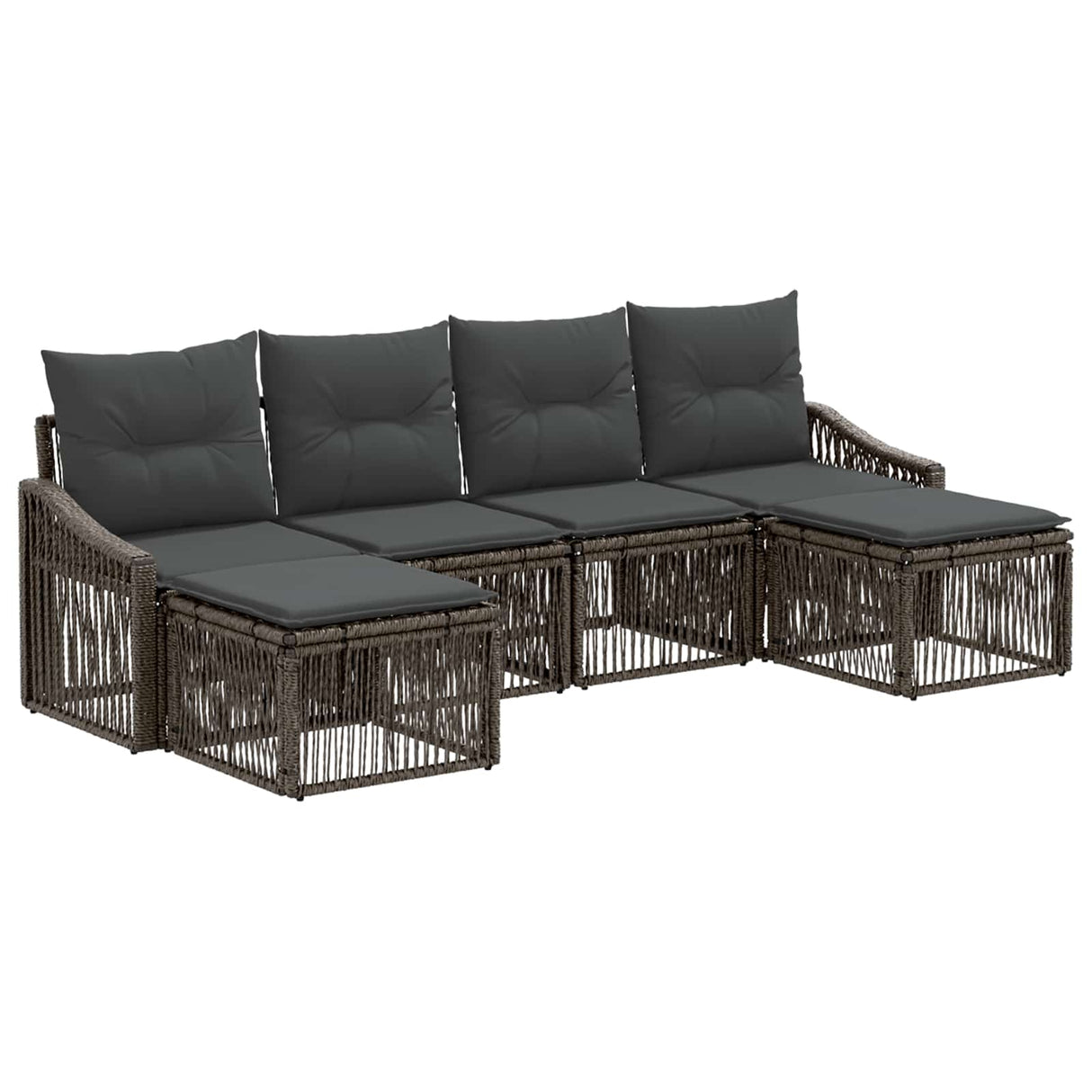 vidaXL Garden Sofa Set 7 Pieces Black Poly Rattan