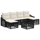 vidaXL Garden Sofa Set 7 Pieces Black Poly Rattan