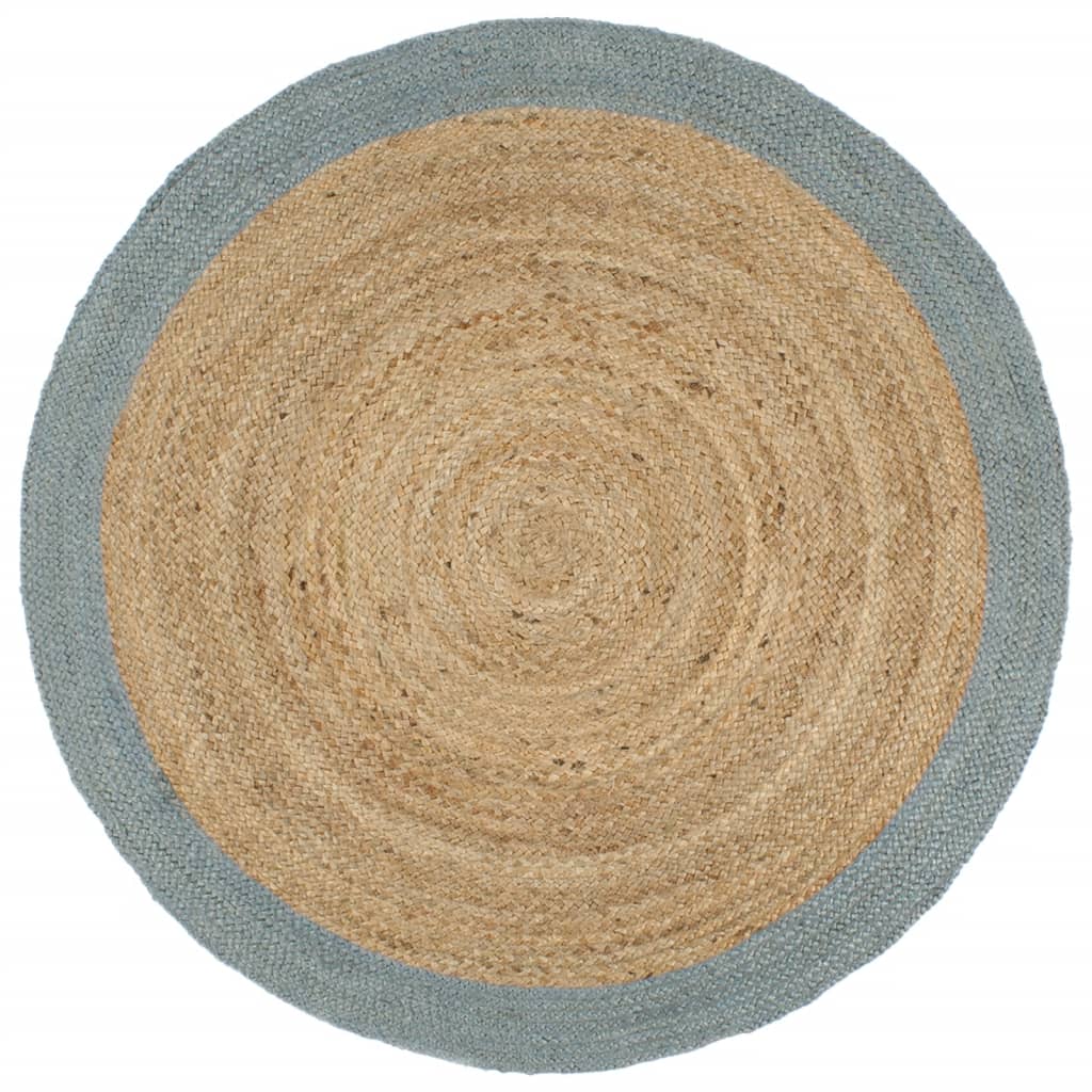 vidaXL Hand-Braided Rug with Grey Border 90 cm Jute