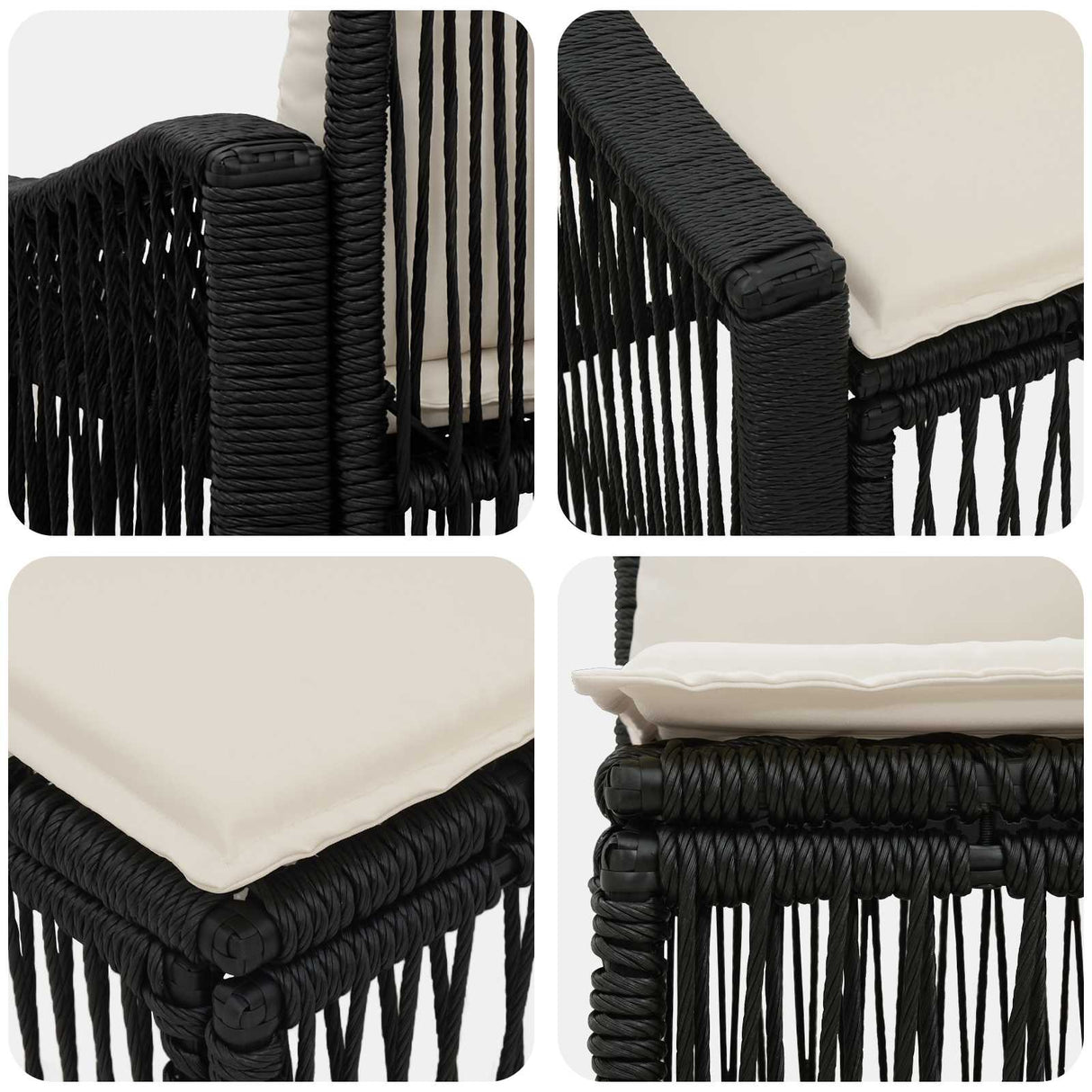 vidaXL Tuinbank Set 8 pcs Zwart poly rattan
