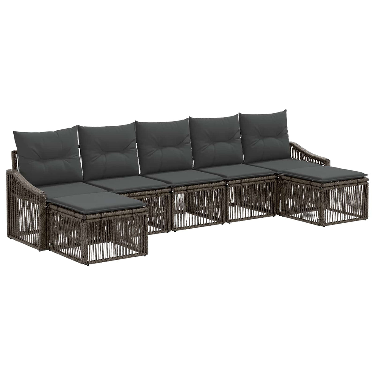 vidaXL Tuinbank Set 8 pcs Zwart poly rattan