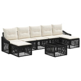 vidaXL Tuinbank Set 8 pcs Zwart poly rattan
