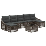 vidaXL Tuinbank Set 8 pcs Zwart poly rattan