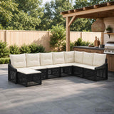 vidaXL Garden Sofa Set 9 Pieces Black Poly Rattan