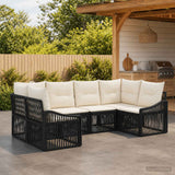 vidaXL Tuinbank Set 6 st 6-Aantal zitplaatsen Zwart poly rattan