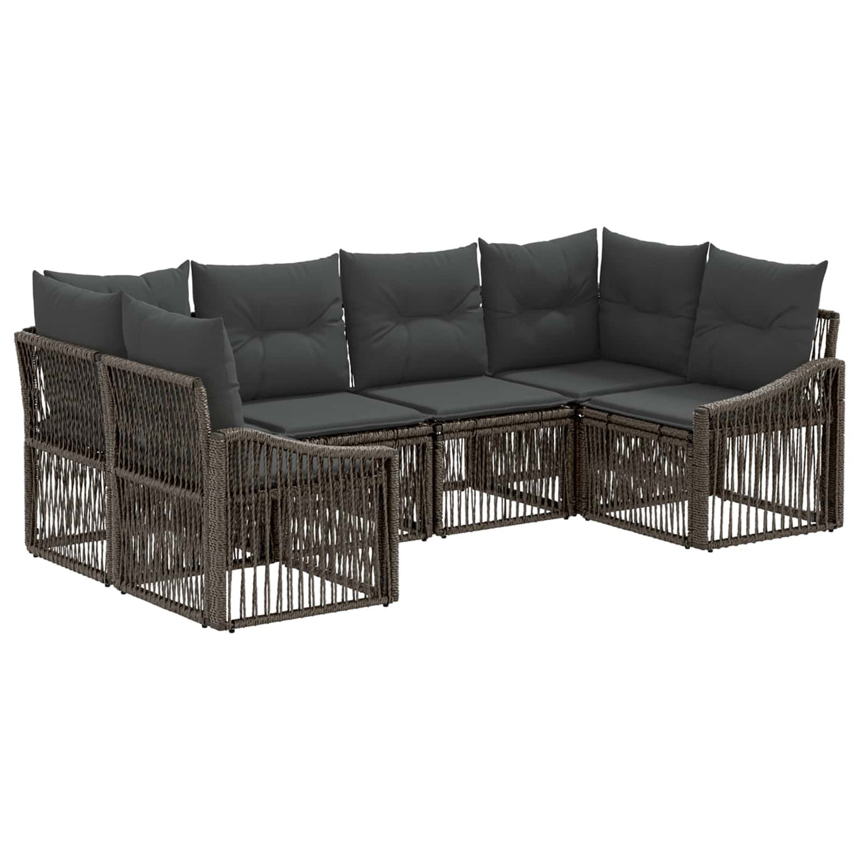 vidaXL Tuinbank Set 6 st 6-Aantal zitplaatsen Zwart poly rattan
