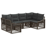 vidaXL Tuinbank Set 6 st 6-Aantal zitplaatsen Zwart poly rattan