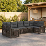 vidaXL Garden Bench Set 7 pcs 7-Seater Black poly rattan