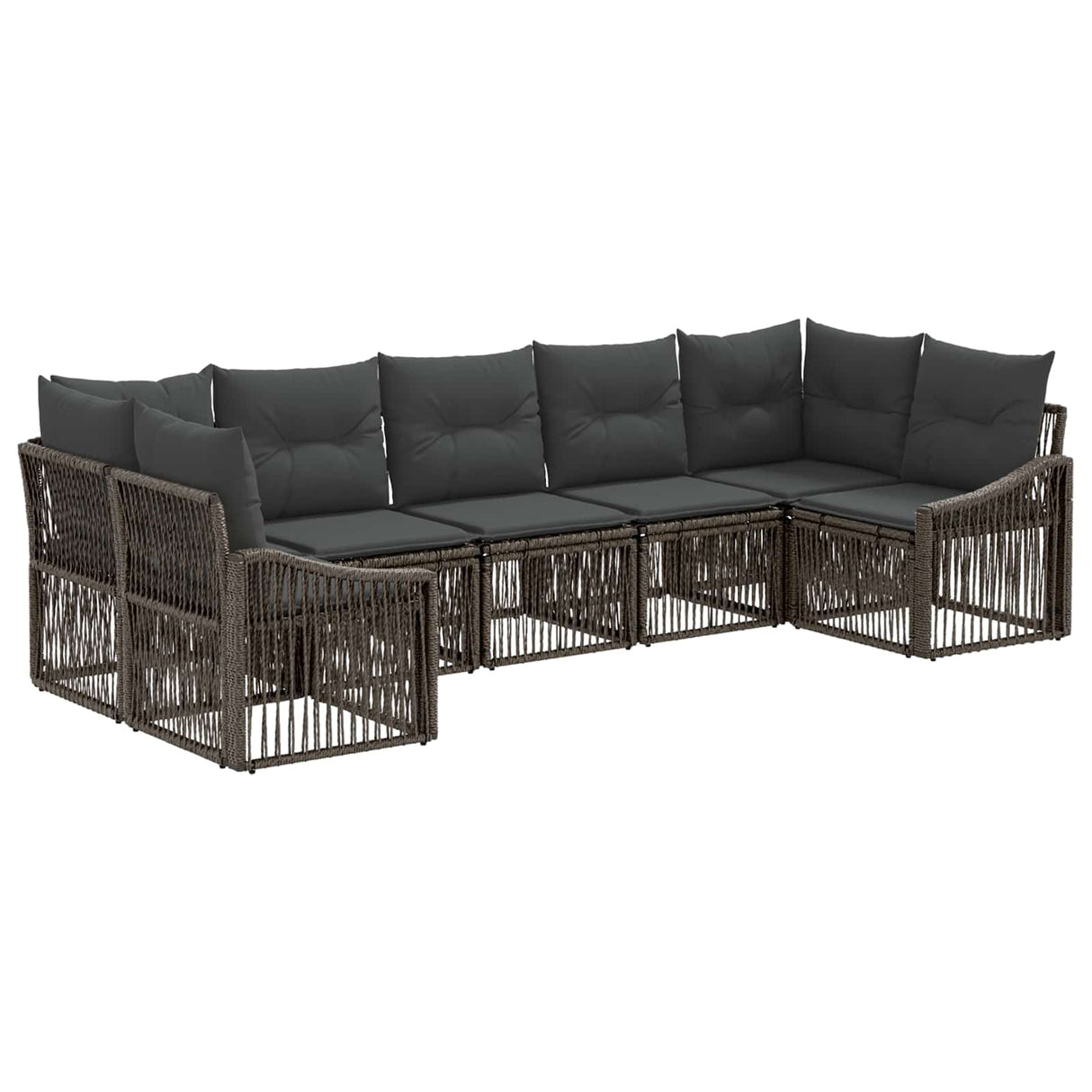 vidaXL Garden Bench Set 7 pcs 7-Seater Black poly rattan