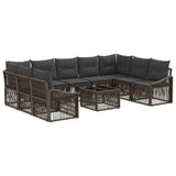 vidaXL Garden Sofa Set 10 pcs Black poly rattan