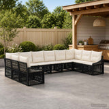vidaXL Garden Dining Set 11 Pieces Black Poly Rattan