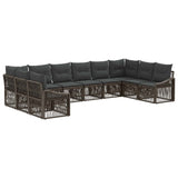vidaXL Garden Dining Set 11 Pieces Black Poly Rattan