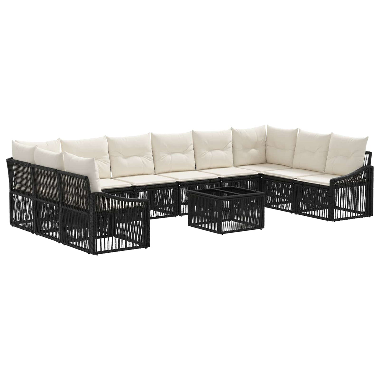 vidaXL Garden Dining Set 11 Pieces Black Poly Rattan
