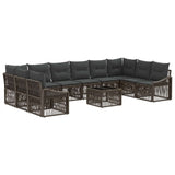 vidaXL Garden Dining Set 11 Pieces Black Poly Rattan