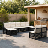 vidaXL Tuinbank Set 10 pcs Zwart poly rattan