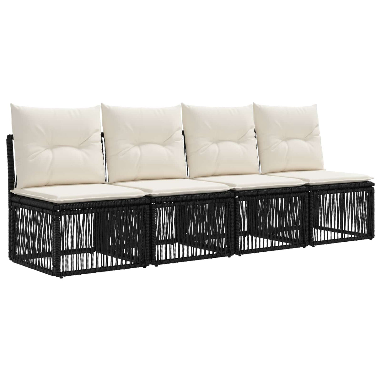 vidaXL Tuinbank Set 10 pcs Zwart poly rattan