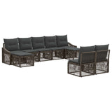 vidaXL Tuinbank Set 10 pcs Zwart poly rattan