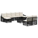 vidaXL Tuinbank Set 10 pcs Zwart poly rattan